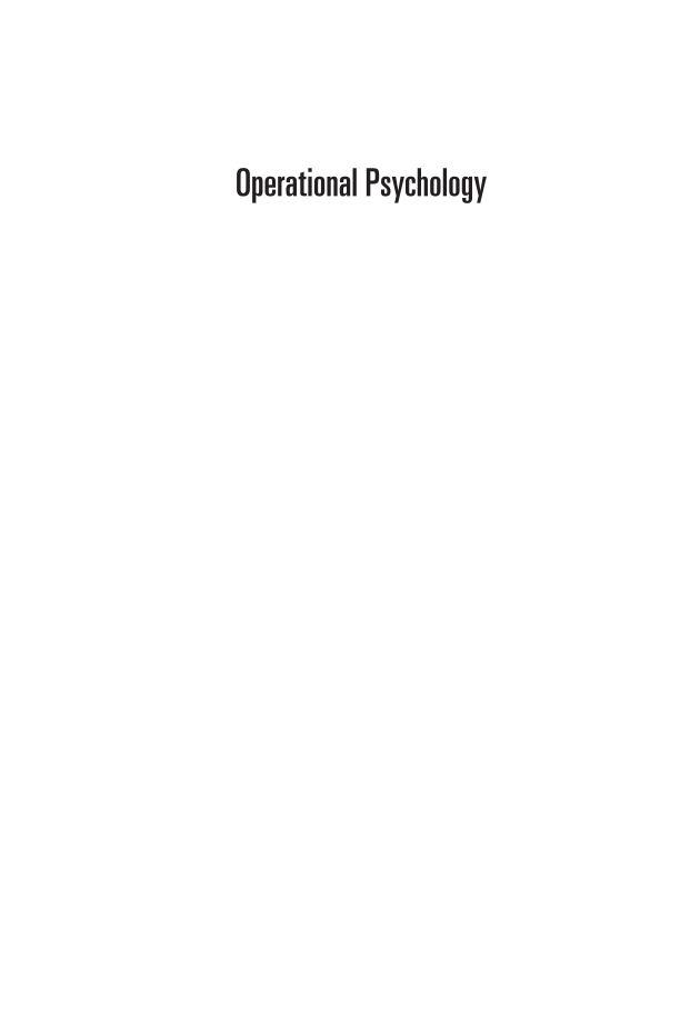 Operational Psychology: A New Field to Support National Security and Public Safety page i
