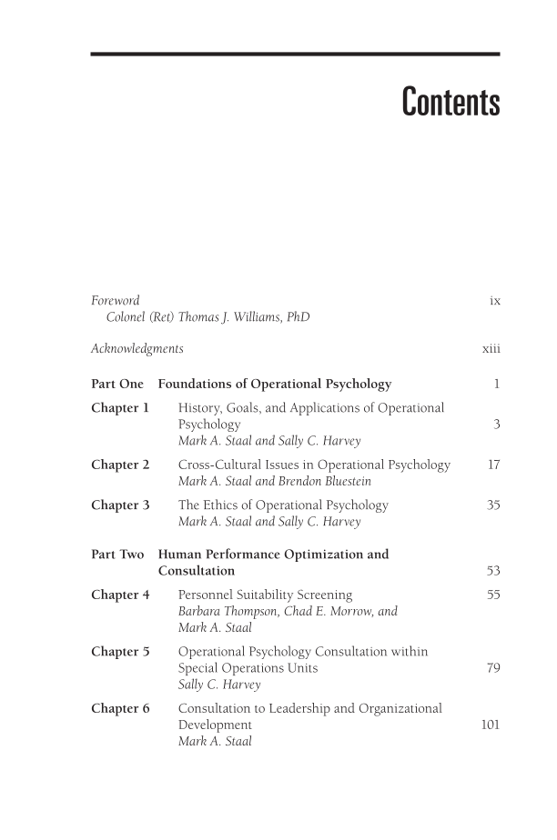 Operational Psychology: A New Field to Support National Security and Public Safety page vii