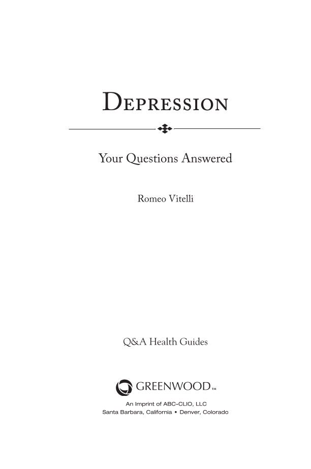 Depression: Your Questions Answered page iii
