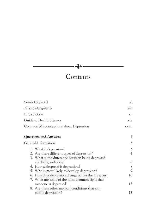 Depression: Your Questions Answered page vii