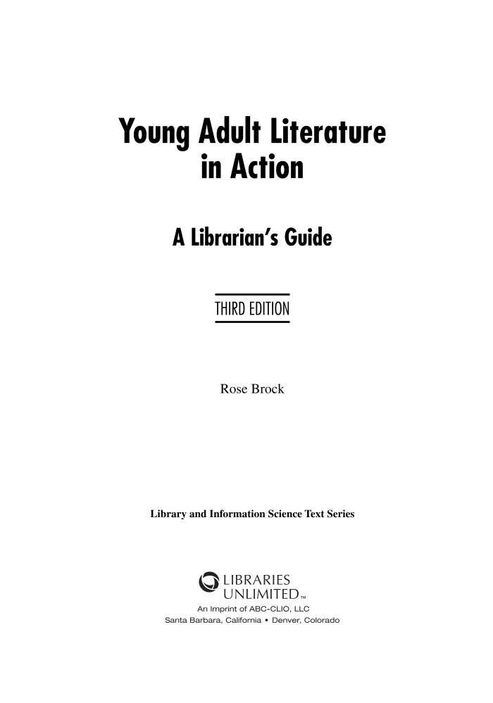 Young Adult Literature in Action: A Librarian's Guide, 3rd Edition page iii1