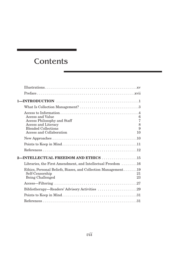 Collection Management Basics, 7th Edition page vii