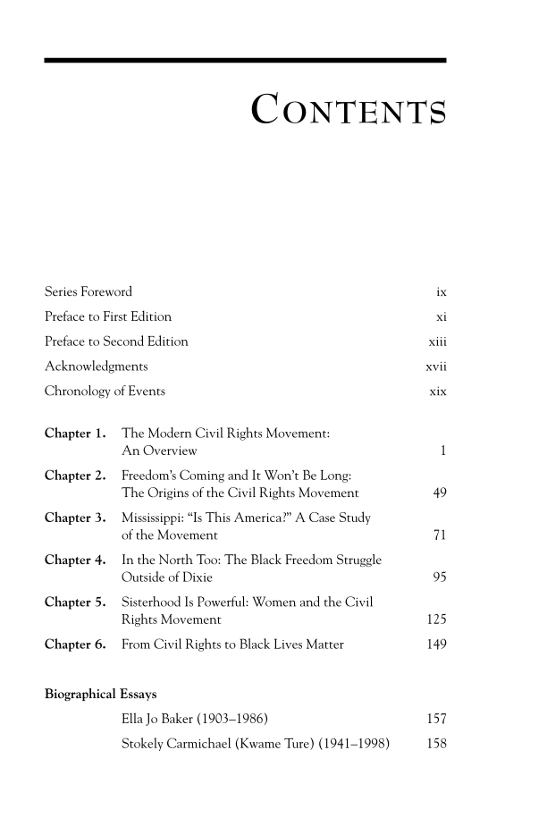 The Civil Rights Movement: A Reference Guide, 2nd Edition page v1