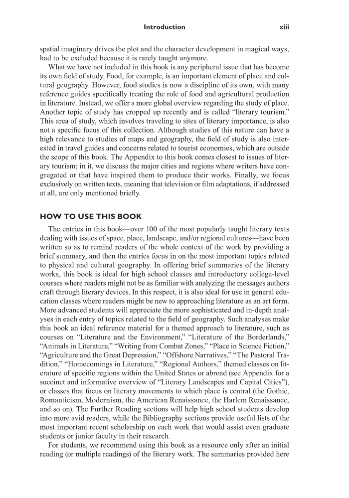 Literary Geography: An Encyclopedia of Real and Imagined Settings page xiii