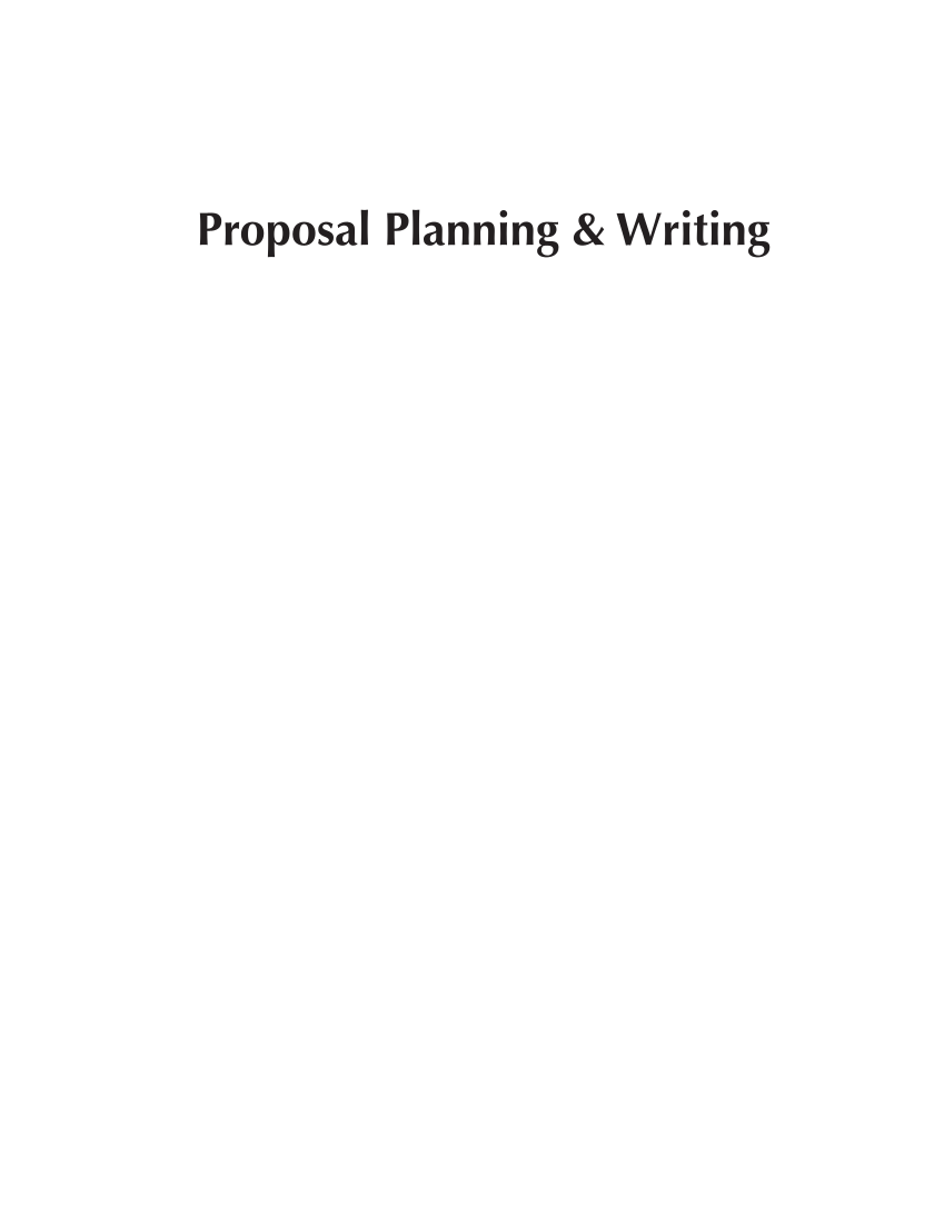 Proposal Planning & amp;Writing, 6th Edition page i