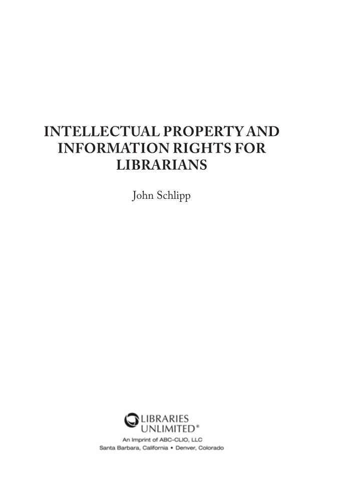 Intellectual Property and Information Rights for Librarians page iii