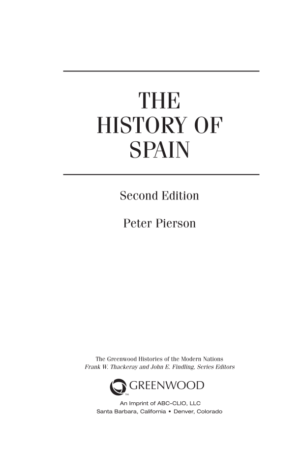 The History of Spain, 2nd Edition page iii