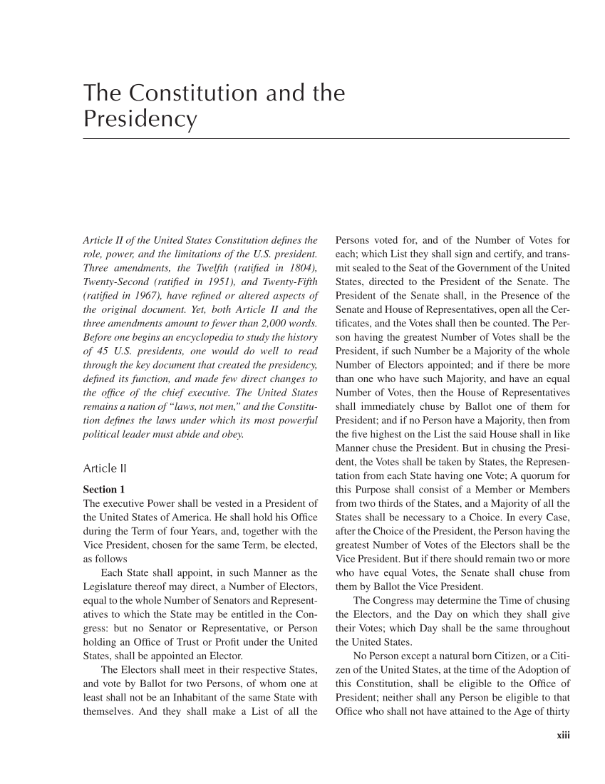 Presidents and Presidencies in American History: A Social, Political, and Cultural Encyclopedia and Document Collection [4 volumes] page 13