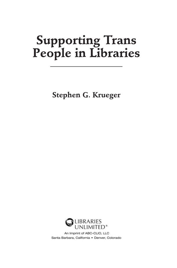 Supporting Trans People in Libraries page iii