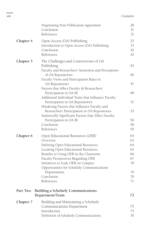 Sustaining and Enhancing the Scholarly Communications Department: A Comprehensive Guide page viii