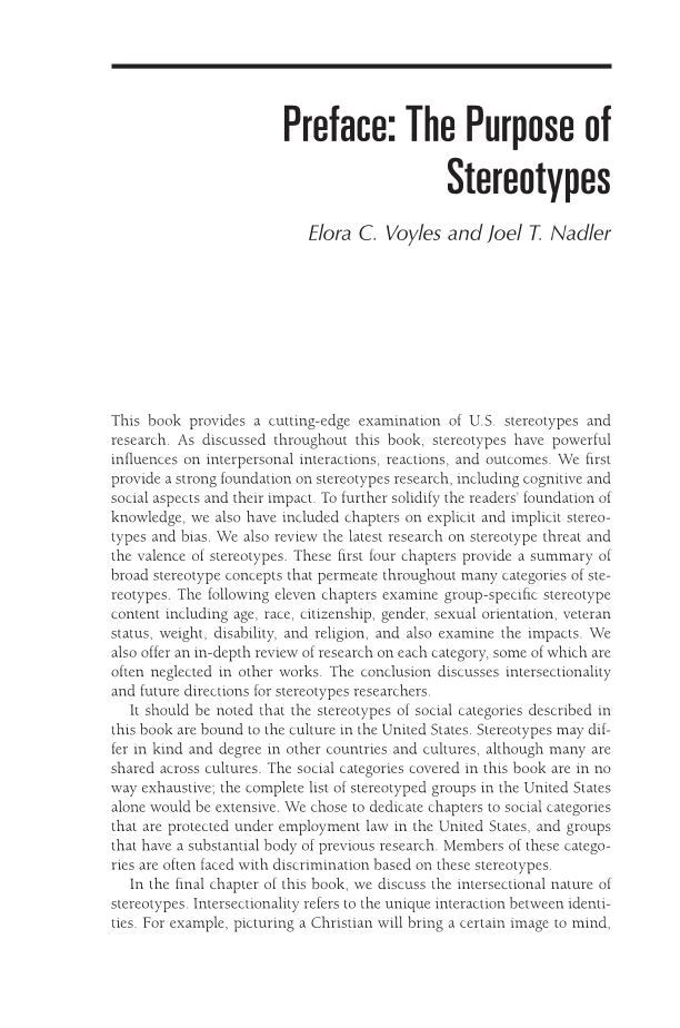 Stereotypes: The Incidence and Impacts of Bias page ix