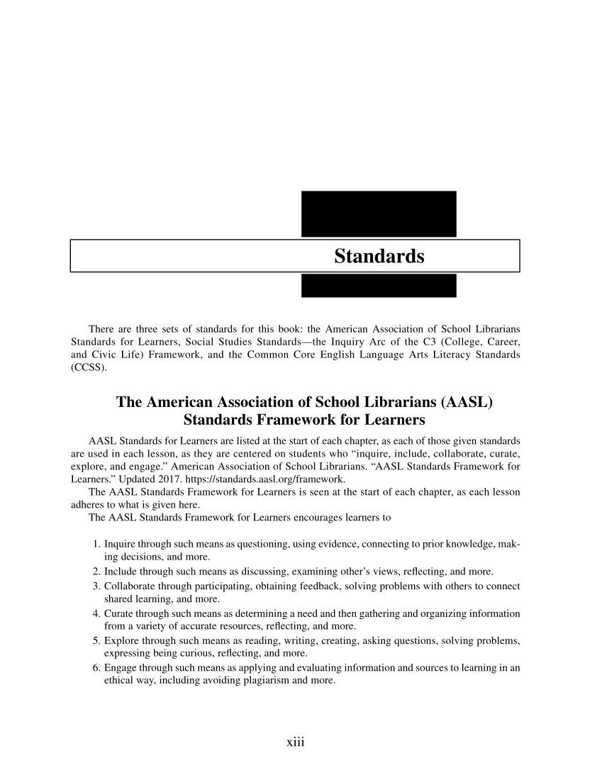 New Standards-Based Lessons for the Busy Elementary School Librarian: Social Studies page xiii