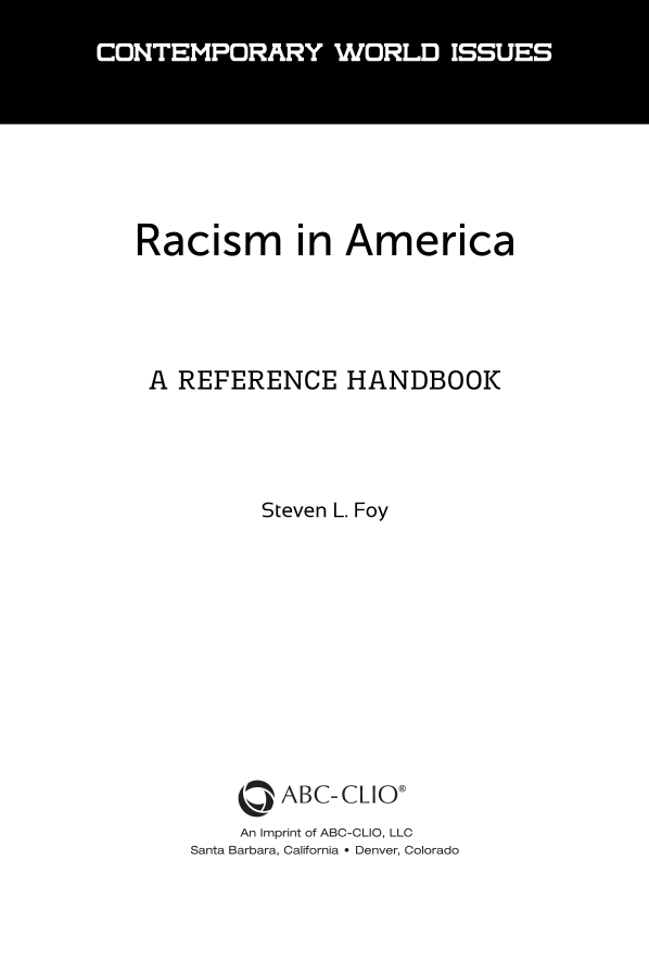 Racism in America: A Reference Handbook page v
