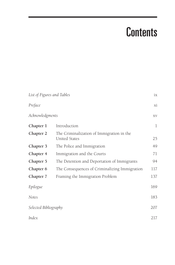 The Criminalization of Immigration: Truth, Lies, Tragedy, and Consequences page vii