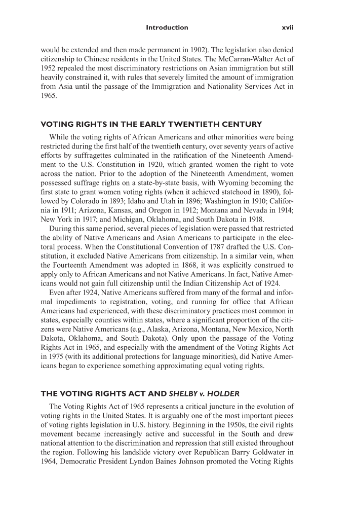 Voting and Political Representation in America: Issues and Trends [2 volumes] page 17