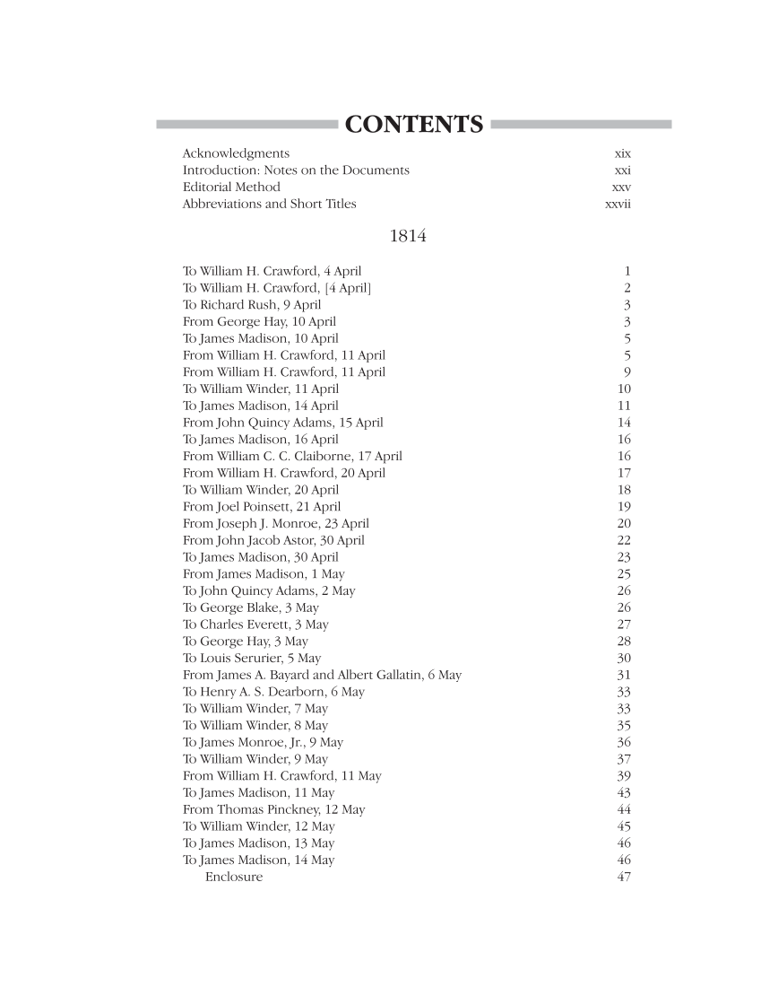 The Papers of James Monroe, Volume 7: Selected Correspondence and Papers, April 1814-February 1817 page v