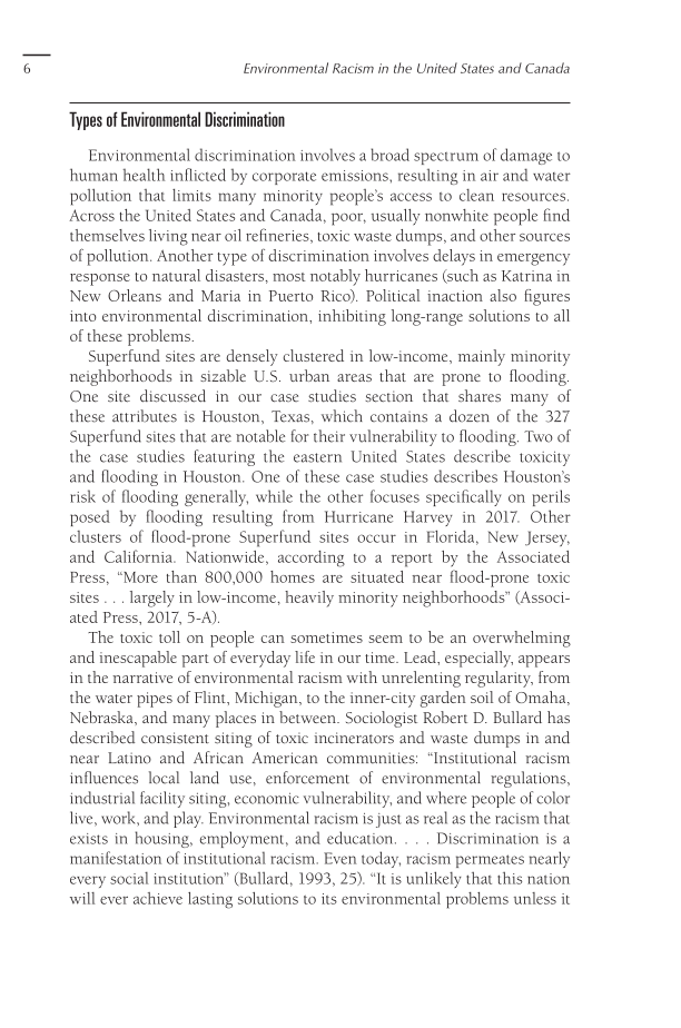 Environmental Racism in the United States and Canada: Seeking Justice and Sustainability page 6