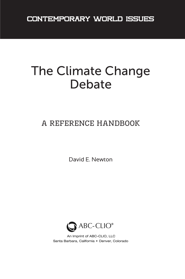 The Climate Change Debate: A Reference Handbook page v