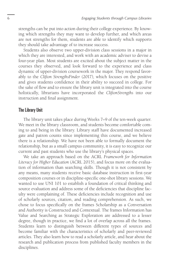 Engaging Students through Campus Libraries: High-Impact Learning Models page 6
