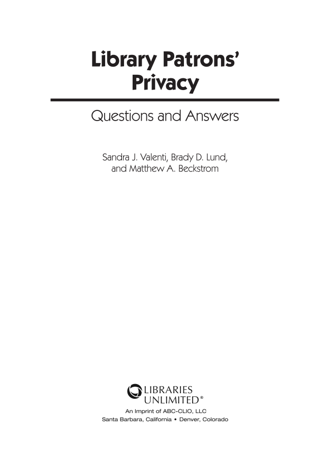 Library Patrons' Privacy: Questions and Answers page iii