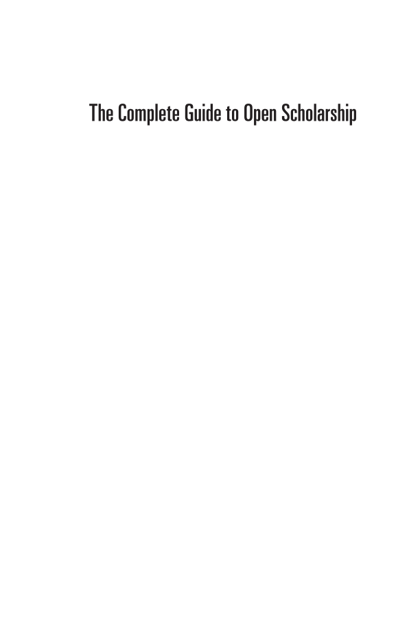 The Complete Guide to Open Scholarship page i