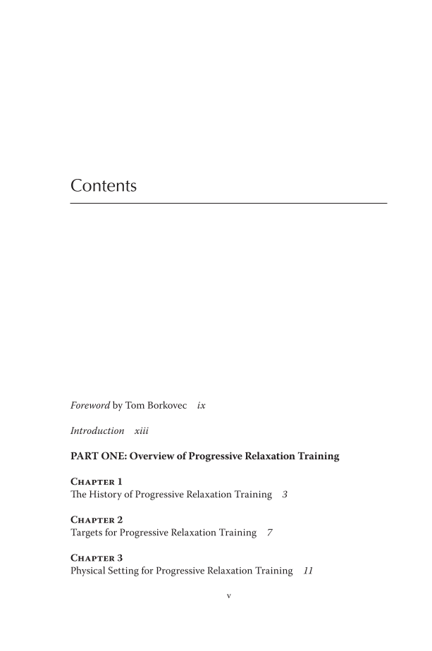 Progressive Relaxation Training: A Guide for Professionals, Students, and Researchers page v