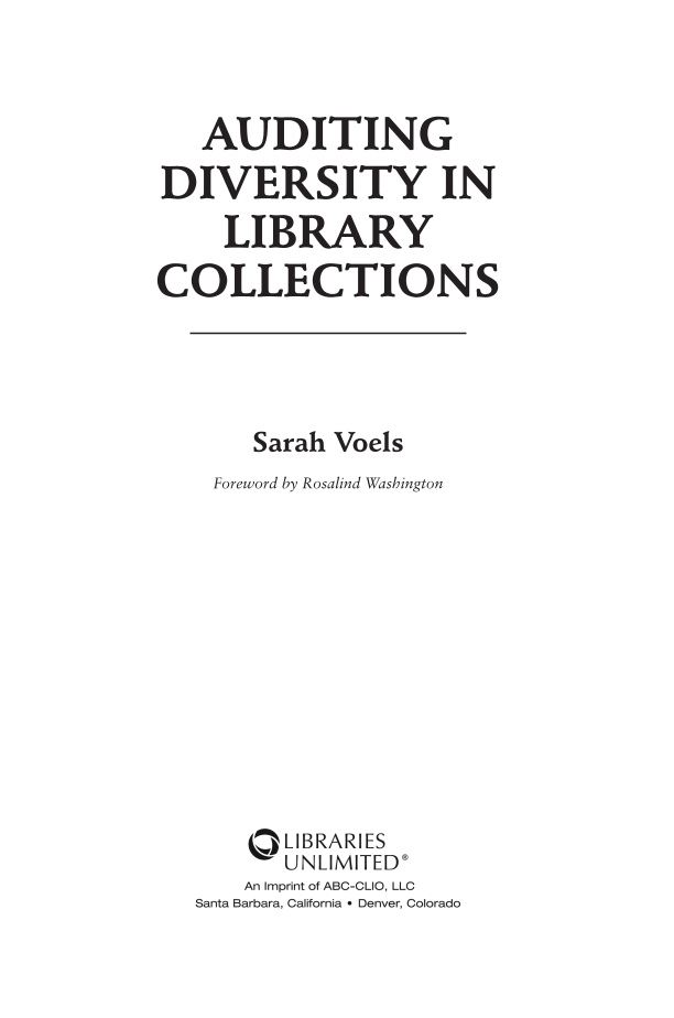 Auditing Diversity in Library Collections page iii