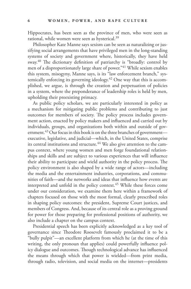 Women, Power, and Rape Culture: The Politics and Policy of Underrepresentation page 6