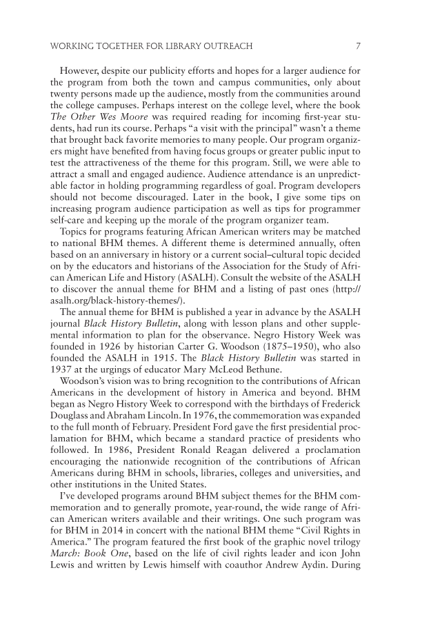 Promoting African American Writers: Library Partnerships for Outreach, Programming, and Literacy page 7