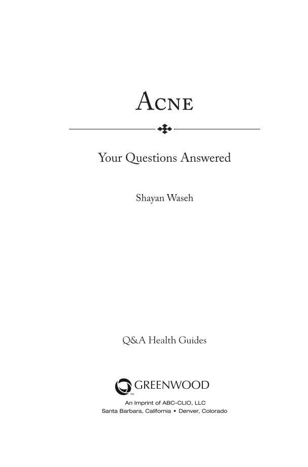 Acne: Your Questions Answered page iii
