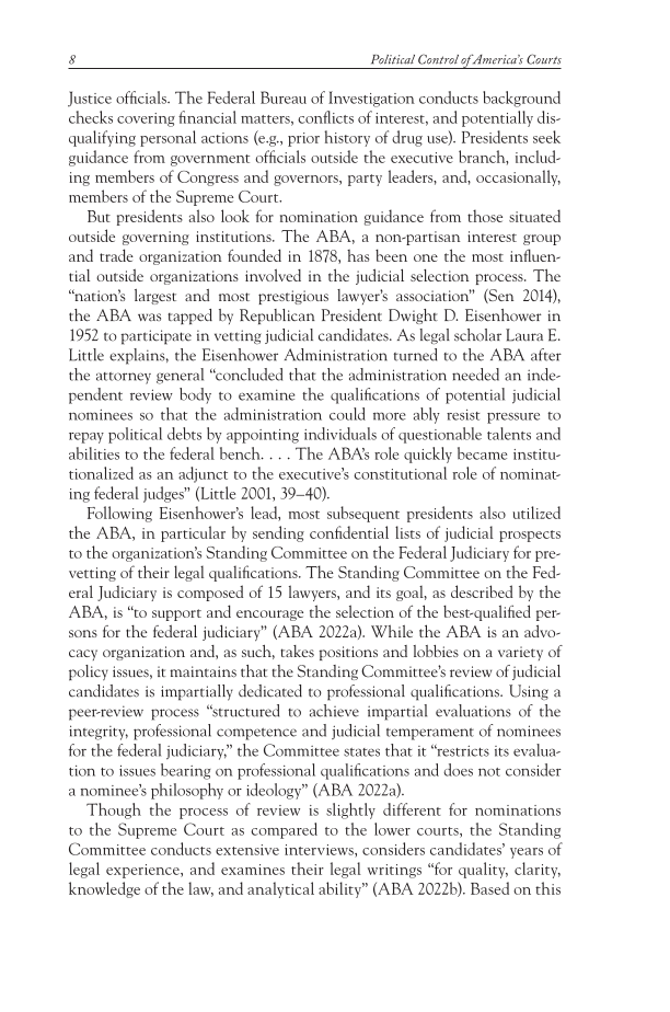 Political Control of America's Courts: Examining the Facts page 8