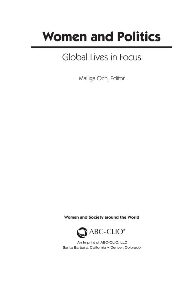 Women and Politics: Global Lives in Focus page iii